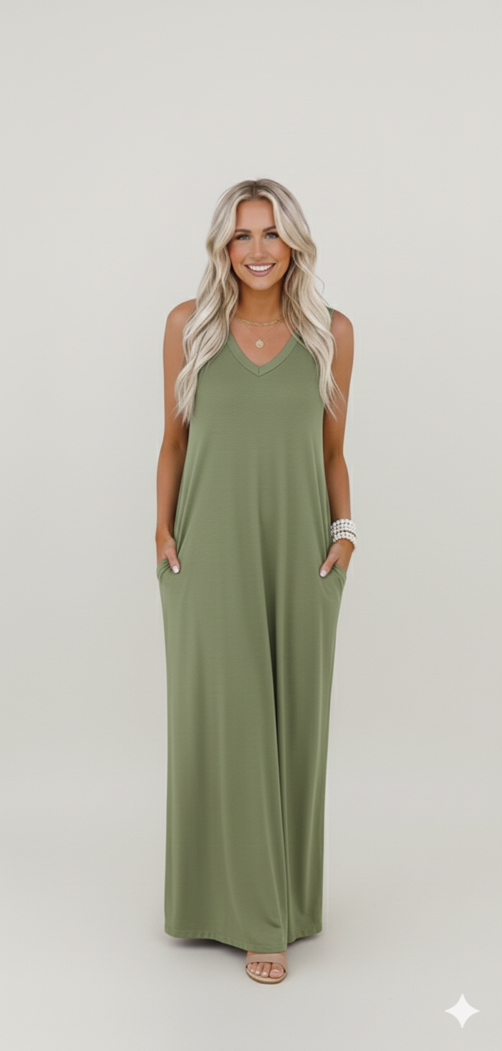 WIHOLL Beach Vacation Maxi Sundress with Pockets