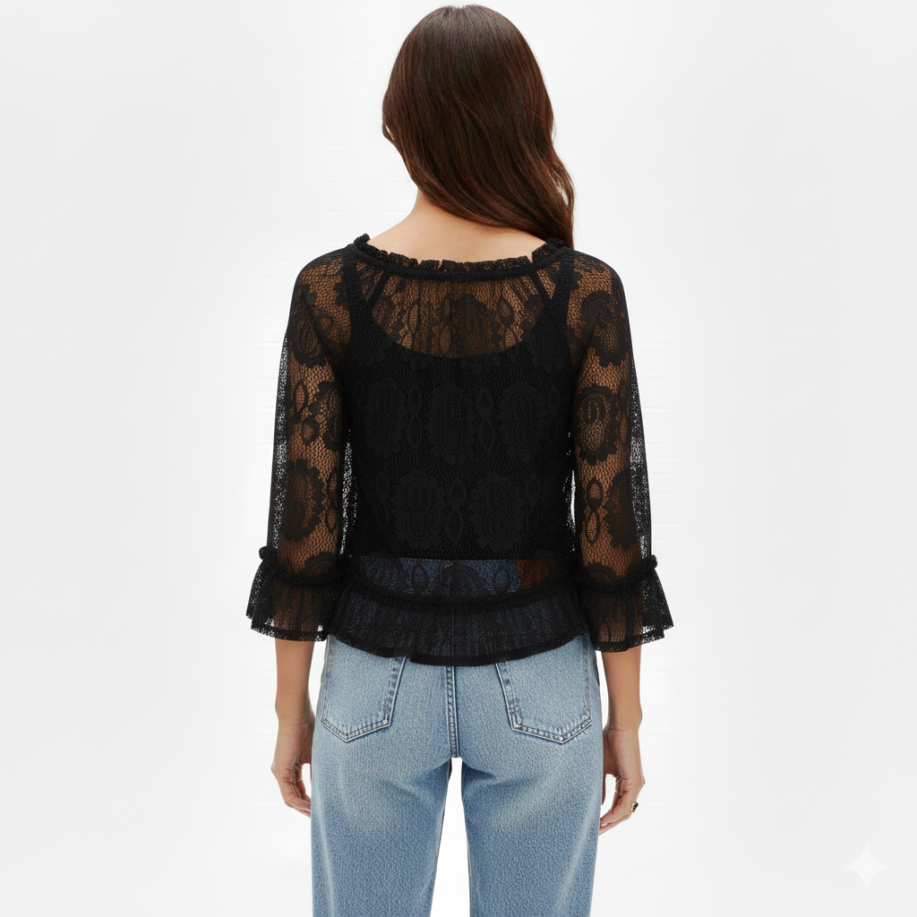 LACE FLARE SLEEVE TOP