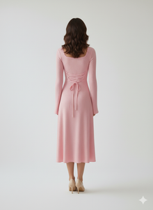 Square Neck Bell Sleeve Midi Dress