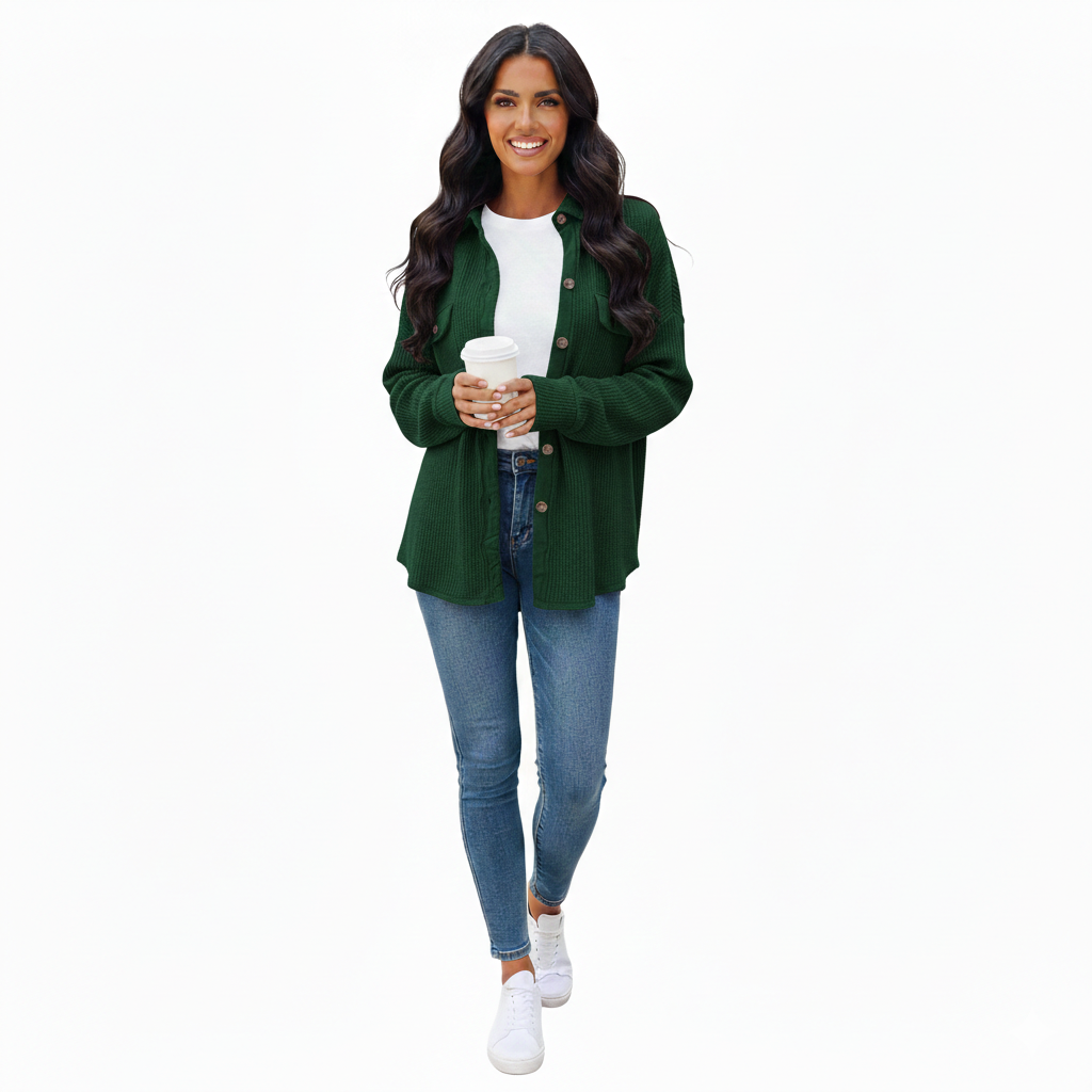 Knit Button-Down Shirt Jacket