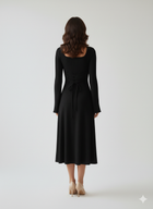 Square Neck Bell Sleeve Midi Dress