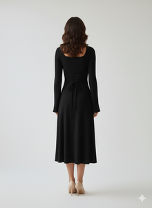 Square Neck Bell Sleeve Midi Dress