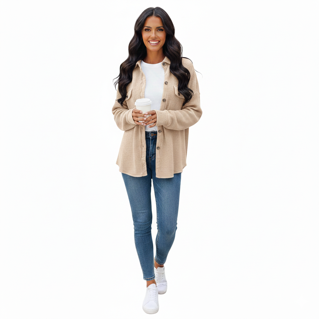 Knit Button-Down Shirt Jacket