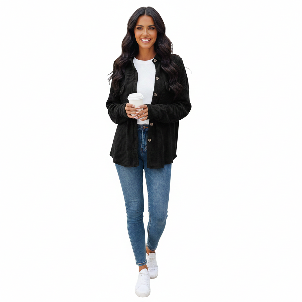 Knit Button-Down Shirt Jacket