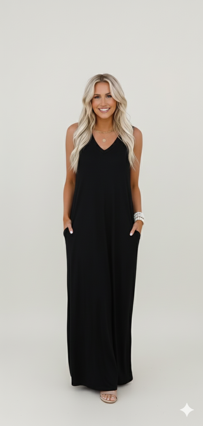 WIHOLL Beach Vacation Maxi Sundress with Pockets