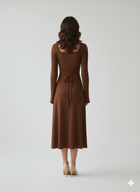 Square Neck Bell Sleeve Midi Dress