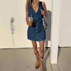 Button Front Denim Mini Dress