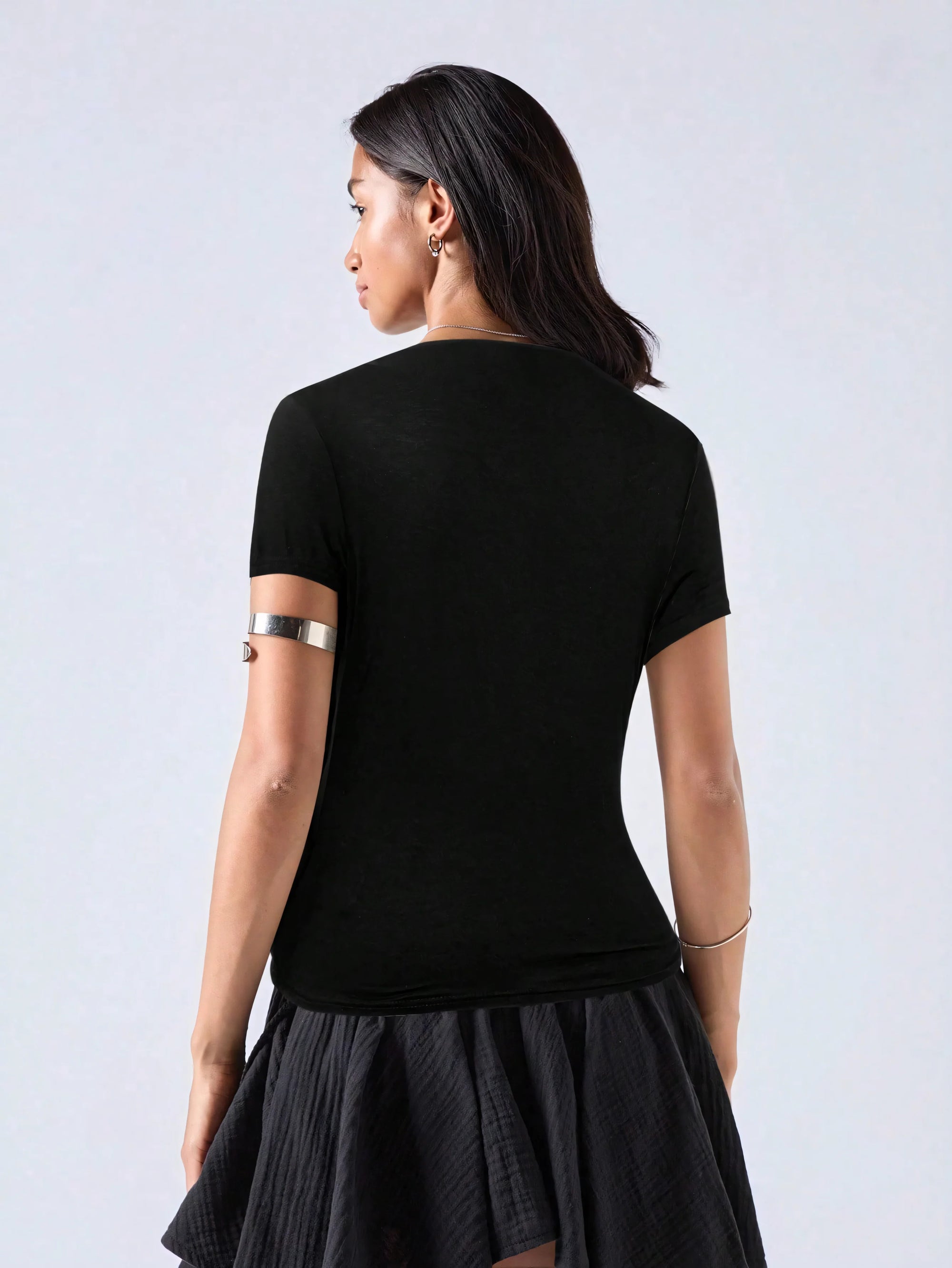Noir Cascade Wrap Top