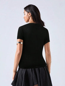 Noir Cascade Wrap Top