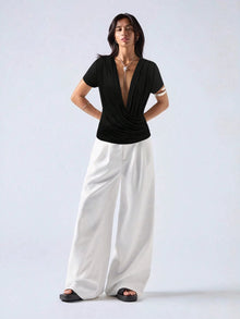 Noir Cascade Wrap Top
